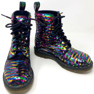 Dr Martens 1460 Pascal Rainbow Sequin Combat Boots